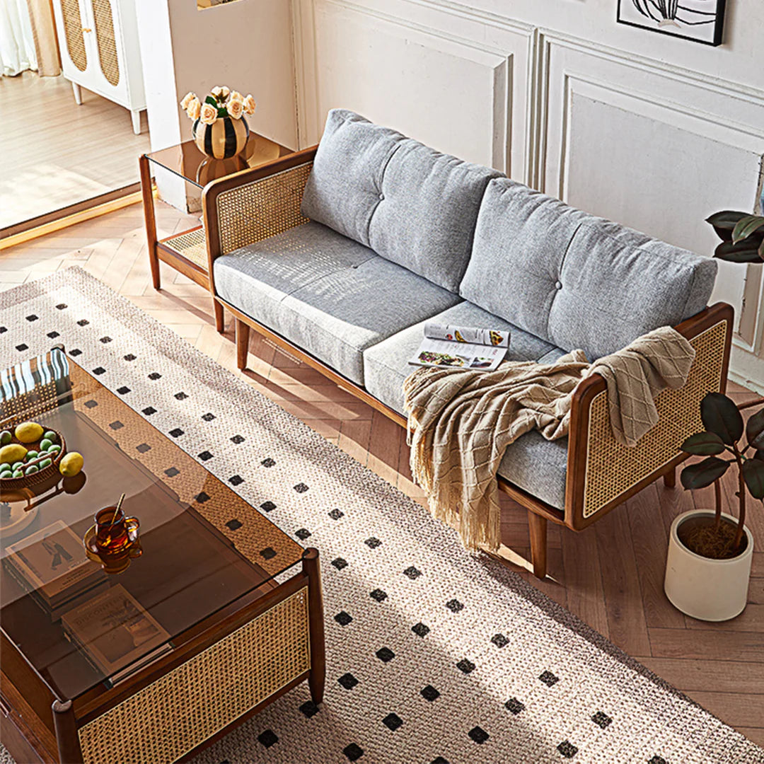 Pamela Wood Coffee Table, Rattan