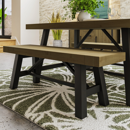 Lowry Small Dining Bench Driftwood Lacquered Solid Reclaimed Pine