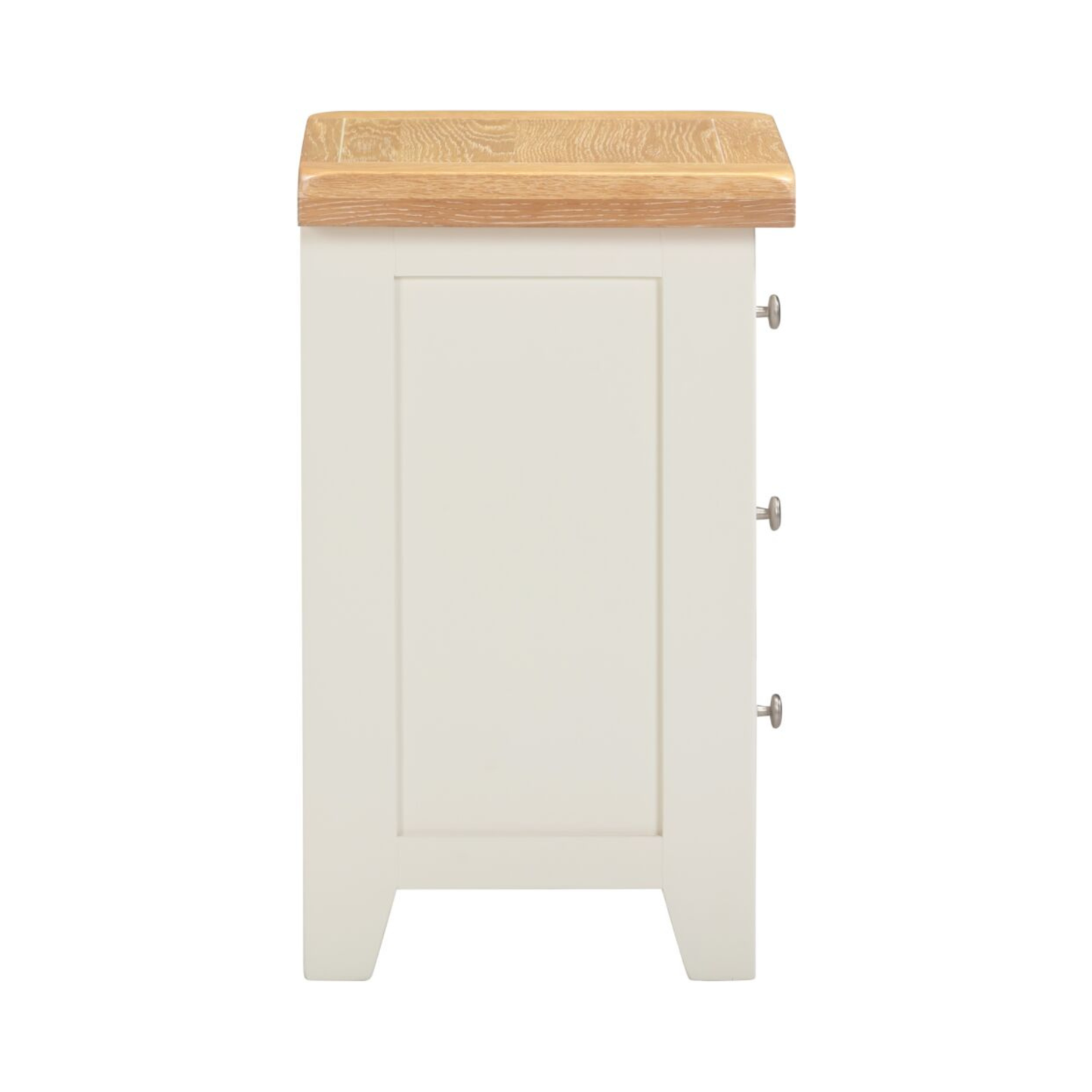 Windsor 3 Drawer Bedside Table – Ivory/Oak