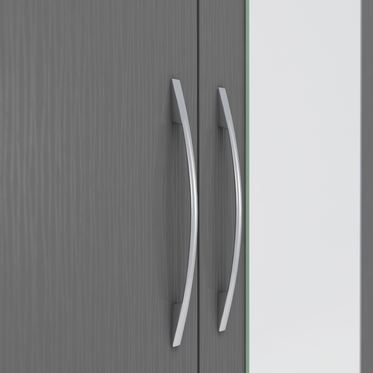 Nevada Mirrored 2 Door Wardrobe - 3D Effect Grey