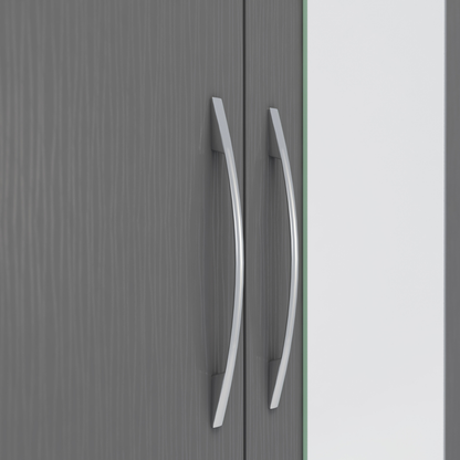 Nevada Mirrored 2 Door Wardrobe - 3D Effect Grey