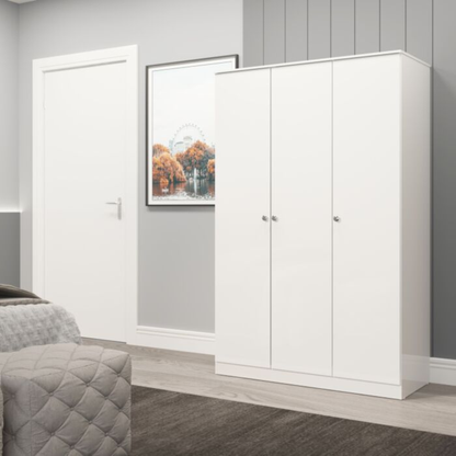 Denver 3 Door Wardrobe – White Gloss | Modern Bedroom Storage