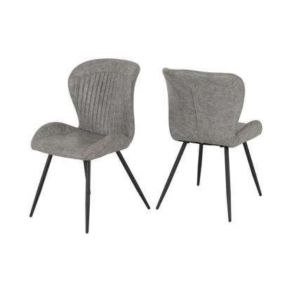Quebec Dining Chair Set - Grey Faux Leather (Pack of 4)