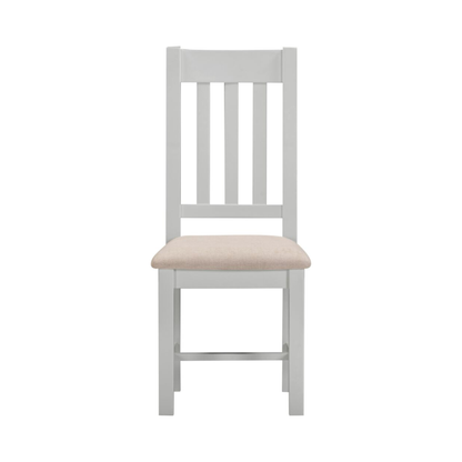 Windsor Slatted Dining Chair Set - Pebble Grey/Oat Fabric (Pair)