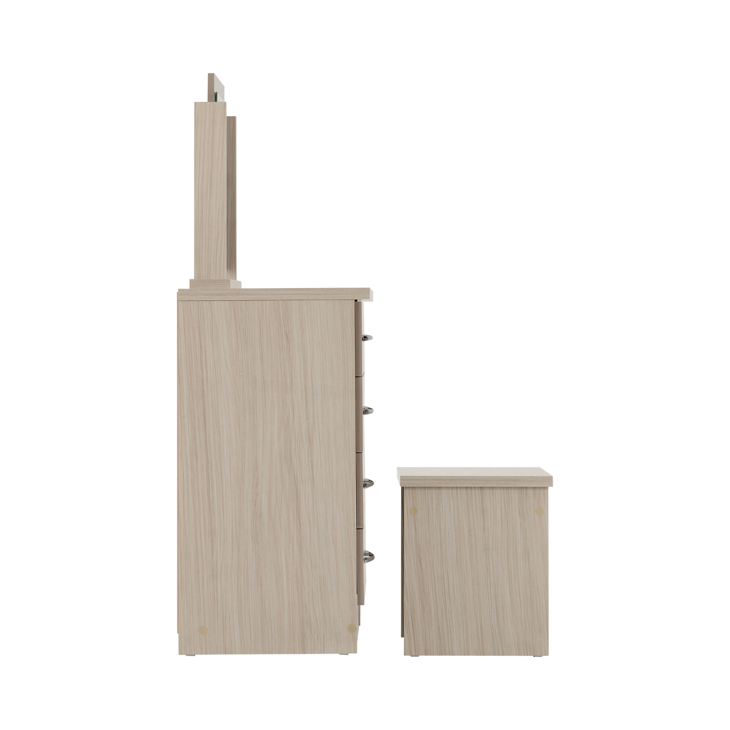 Nevada Dressing Table Set - Oyster Gloss/Light Oak Effect Veneer