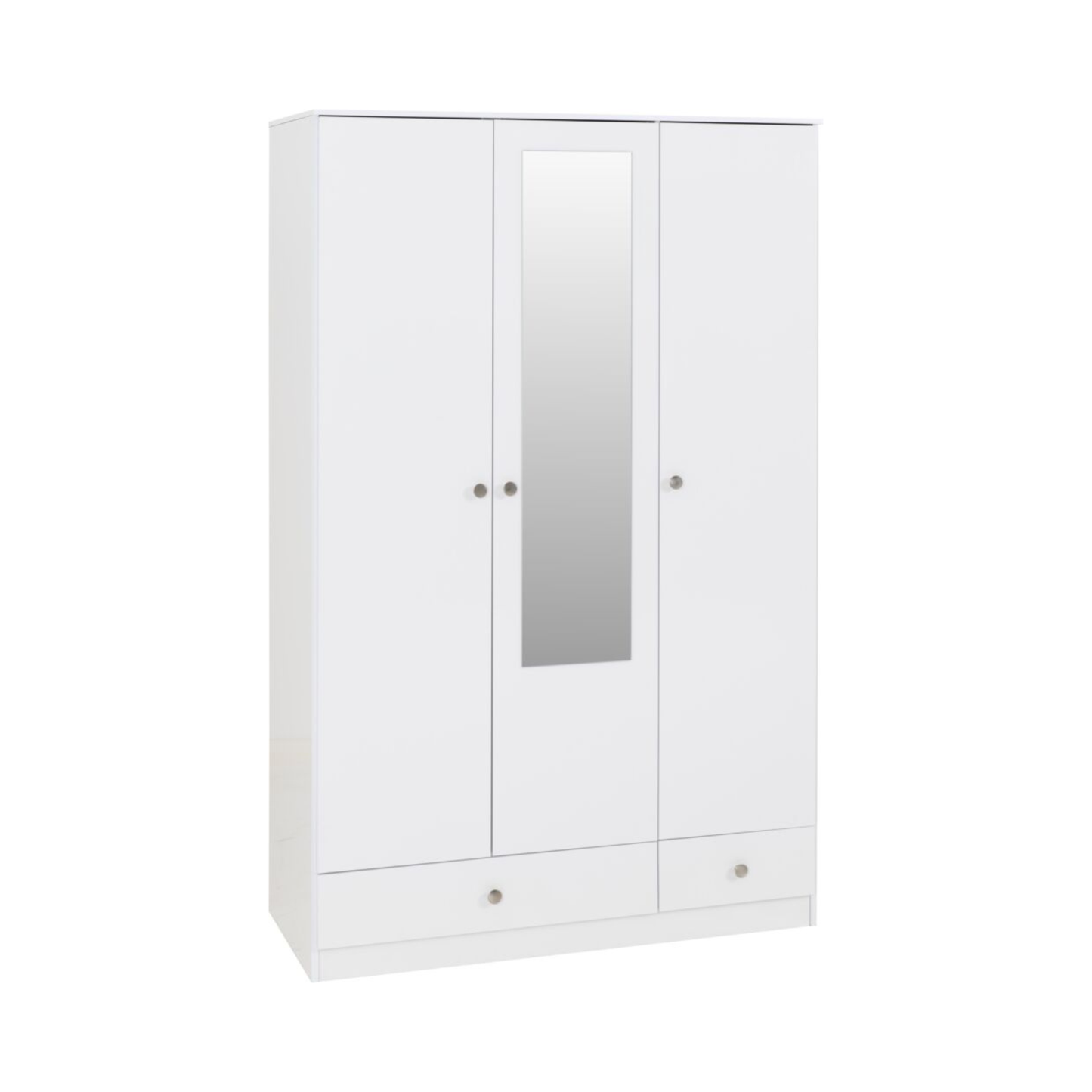 Denver 3 Door 2 Drawer Mirrored Wardrobe in White Gloss