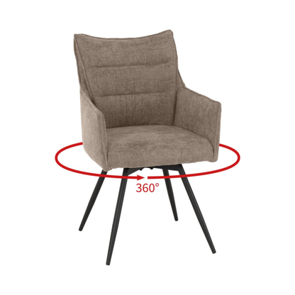 Lewis Carver Swivel Dining Chair - Fawn Fabric (Set of 2)