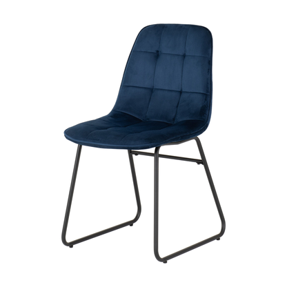 Quebec Straight & Lukas Dining Set - Oak Effect/Sapphire Velvet