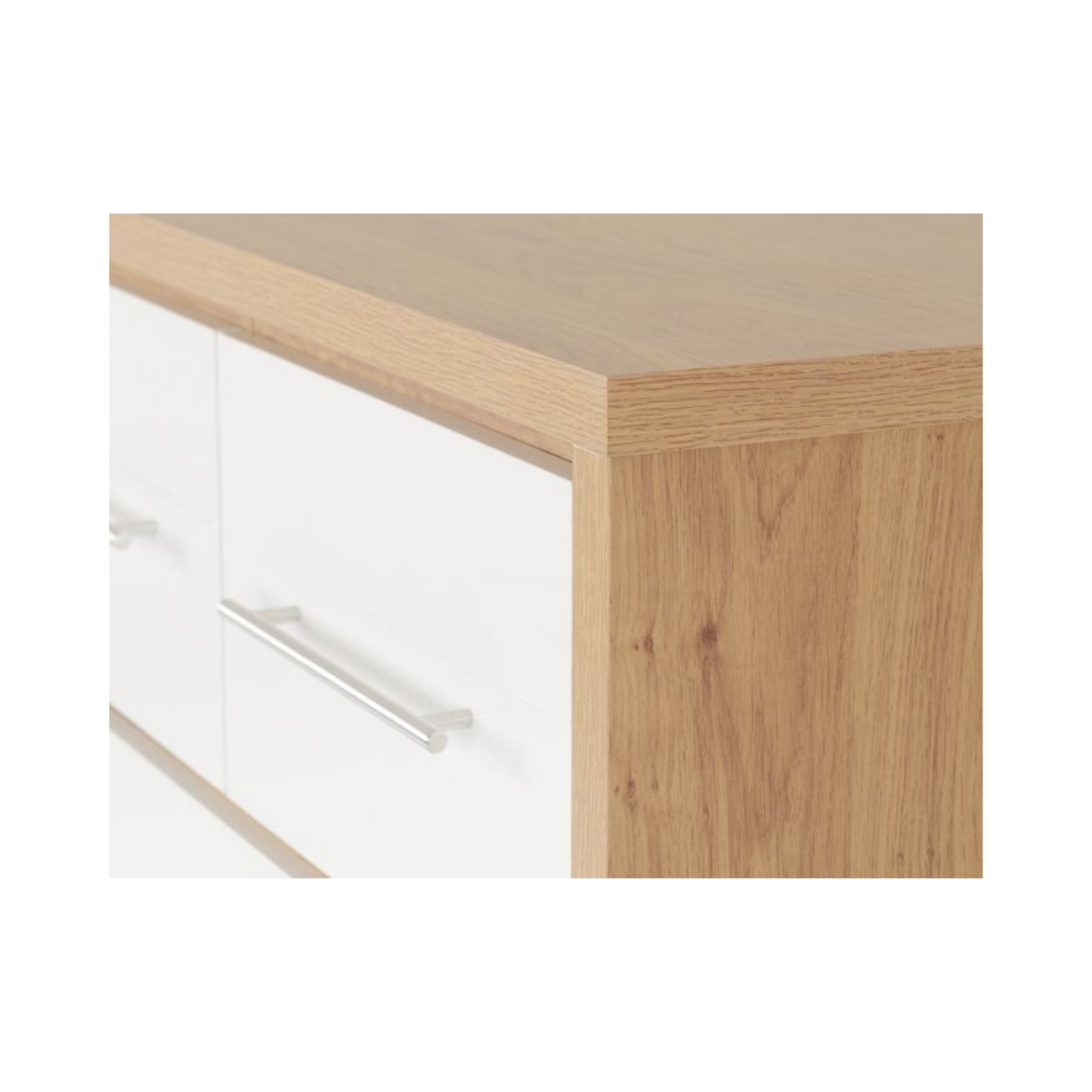 Seville 3+2 Drawer Chest - White Gloss/Light Oak Effect