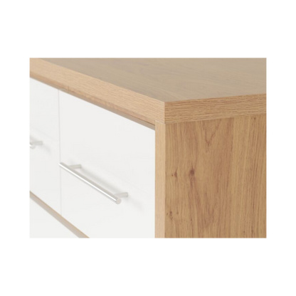 Seville 3+2 Drawer Chest - White Gloss/Light Oak Effect