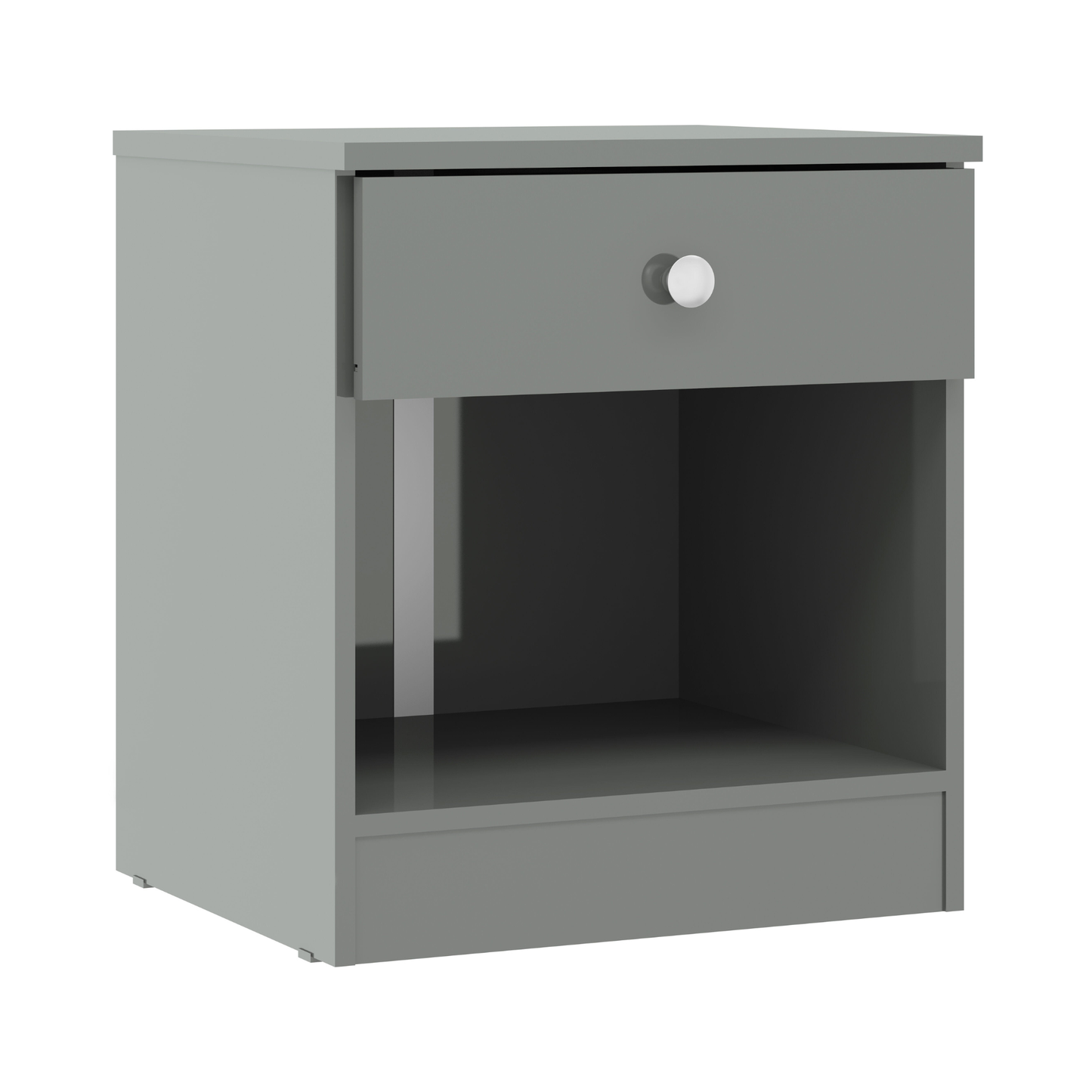 Denver Trio Set Grey Gloss Wardrobe Chest & Bedside