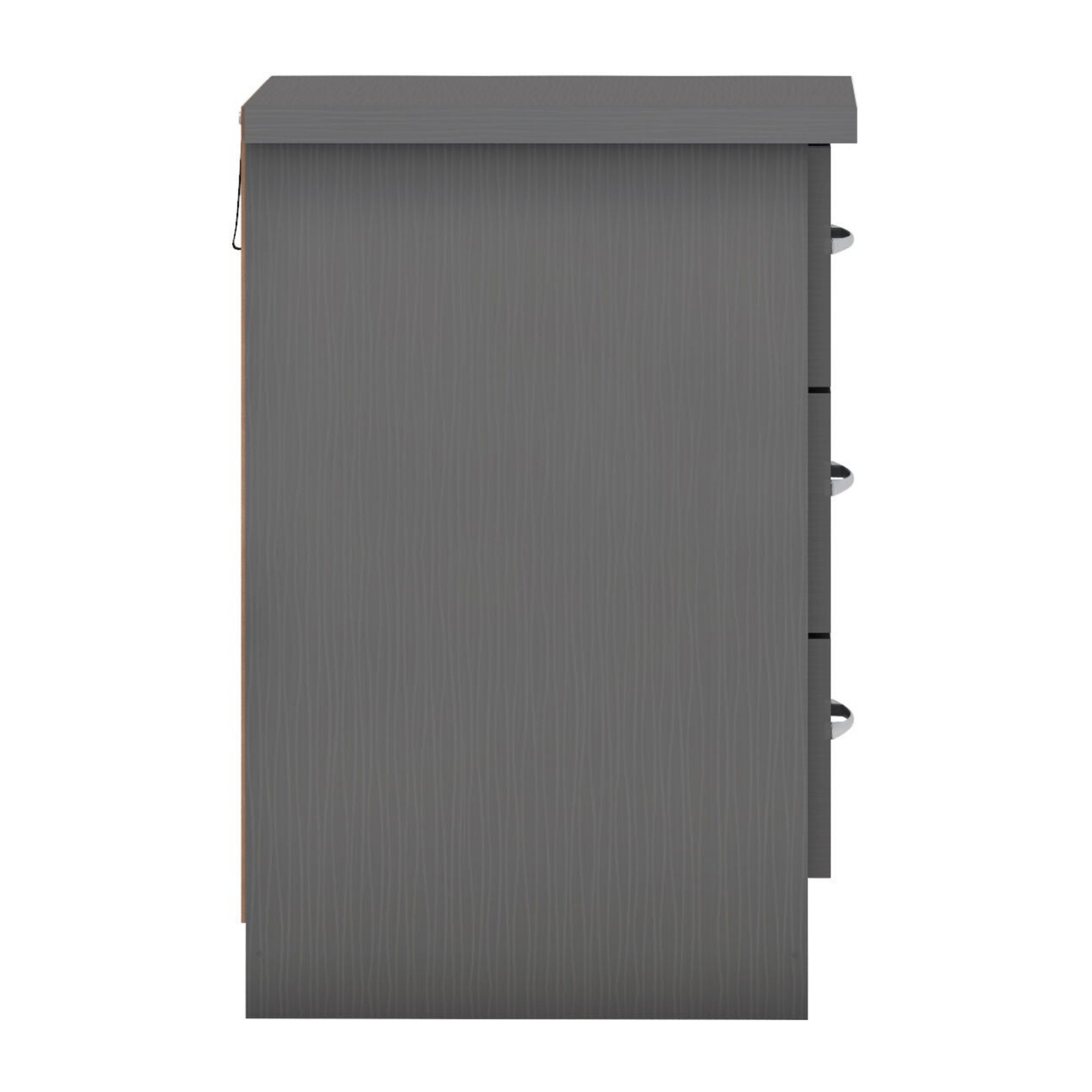 Nevada 3 Drawer Bedside – 3D Effect Grey Storage