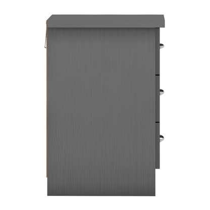 Nevada 3 Drawer Bedside – 3D Effect Grey Storage