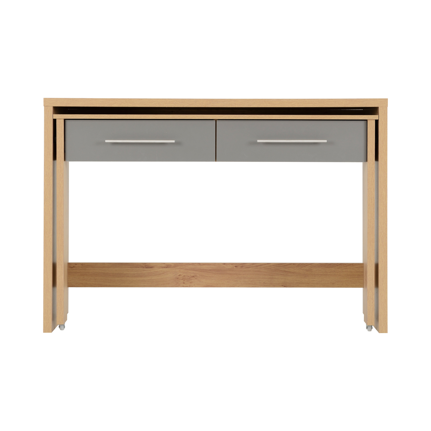 Seville 2 Drawer Slider Desk - Grey Gloss/Light Oak Effect Veneer