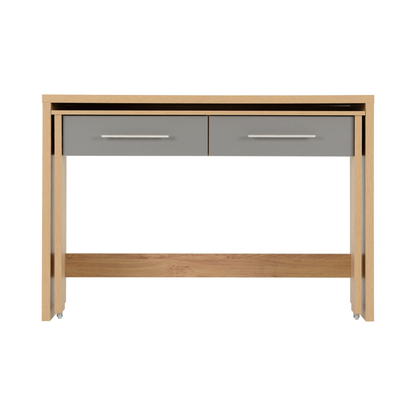 Seville 2 Drawer Slider Desk - Grey Gloss/Light Oak Effect Veneer