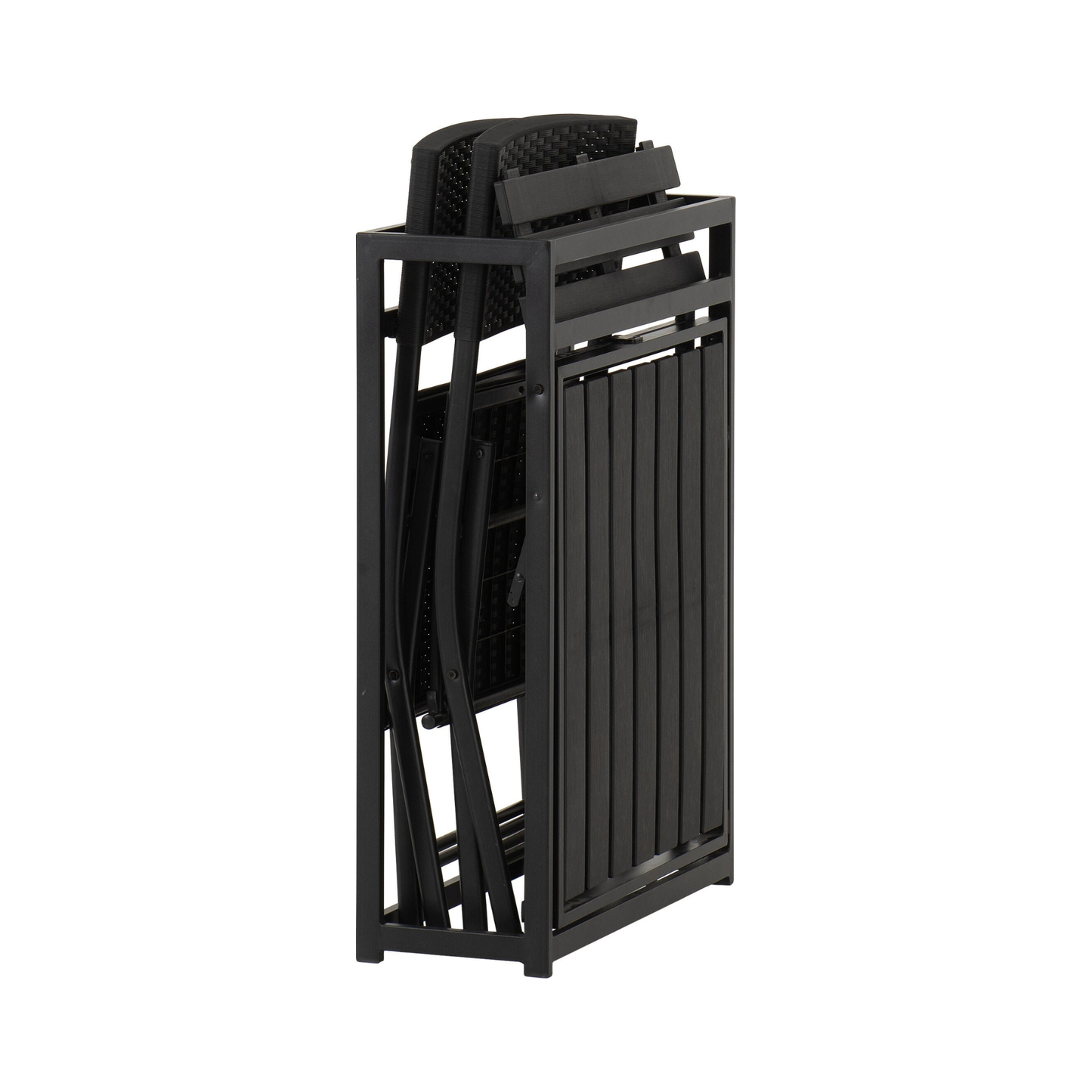 Foldaway 1+2 Garden Set - Black Metal Frame