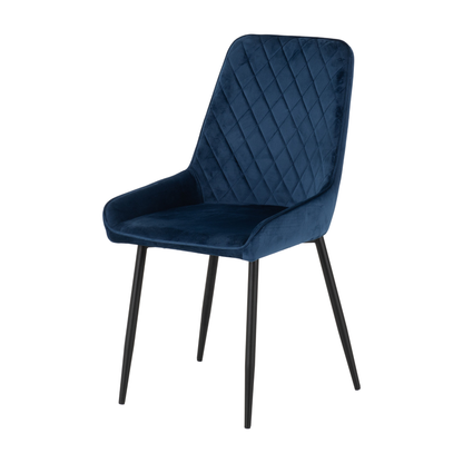 Quebec Straight & Avery Dining Set - Oak Effect/Sapphire Blue Velvet