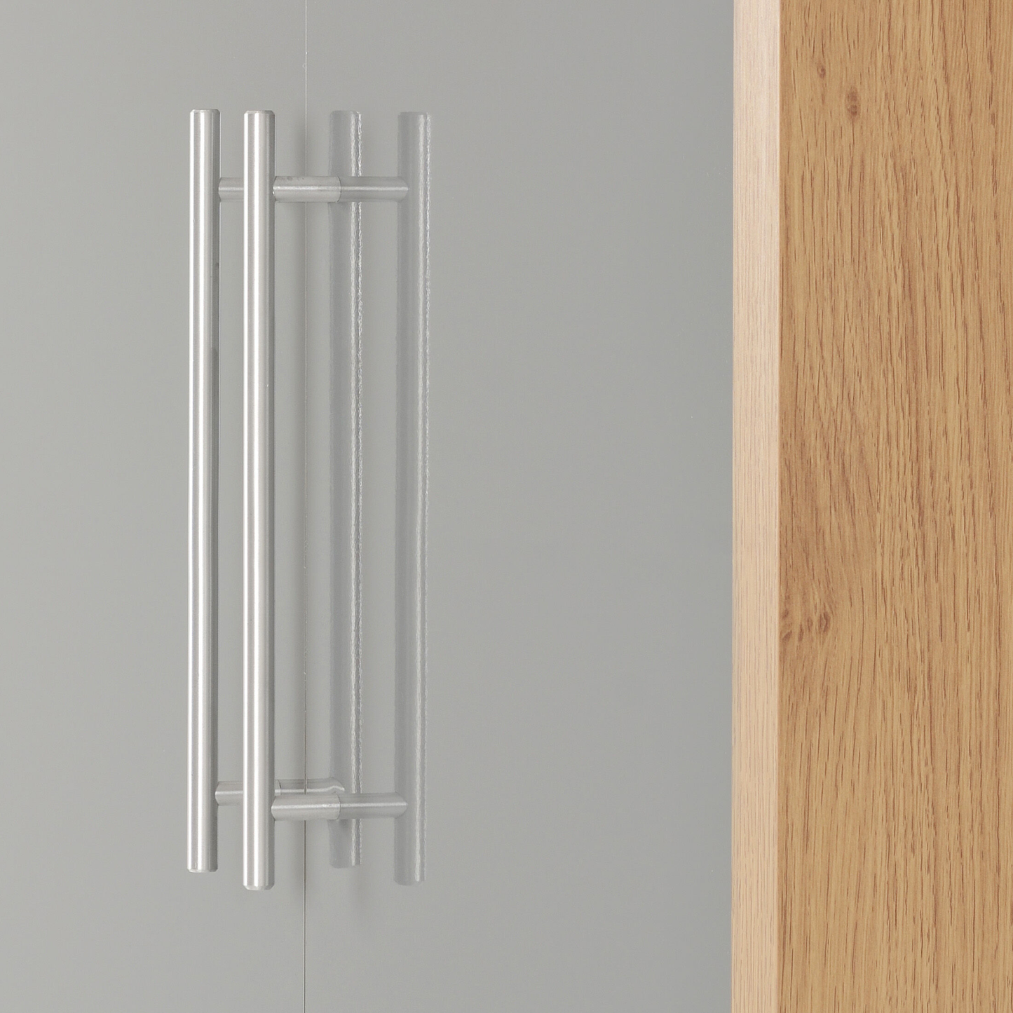 Seville 2 Door Wardrobe - Grey Gloss/Oak Veneer
