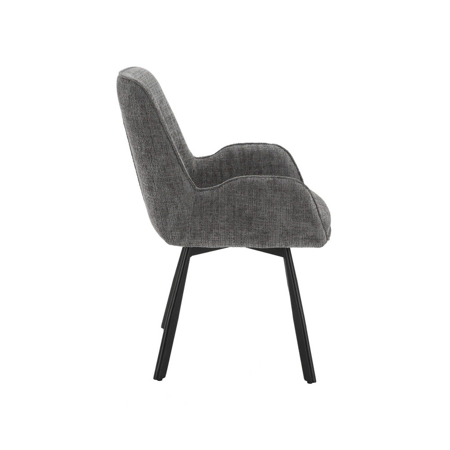 Amelia Pack of 2 Swivel Dining Chairs – Grey Chenille Fabric