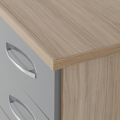 Nevada 3 Drawer Bedside – Grey Gloss/Light Oak Effect