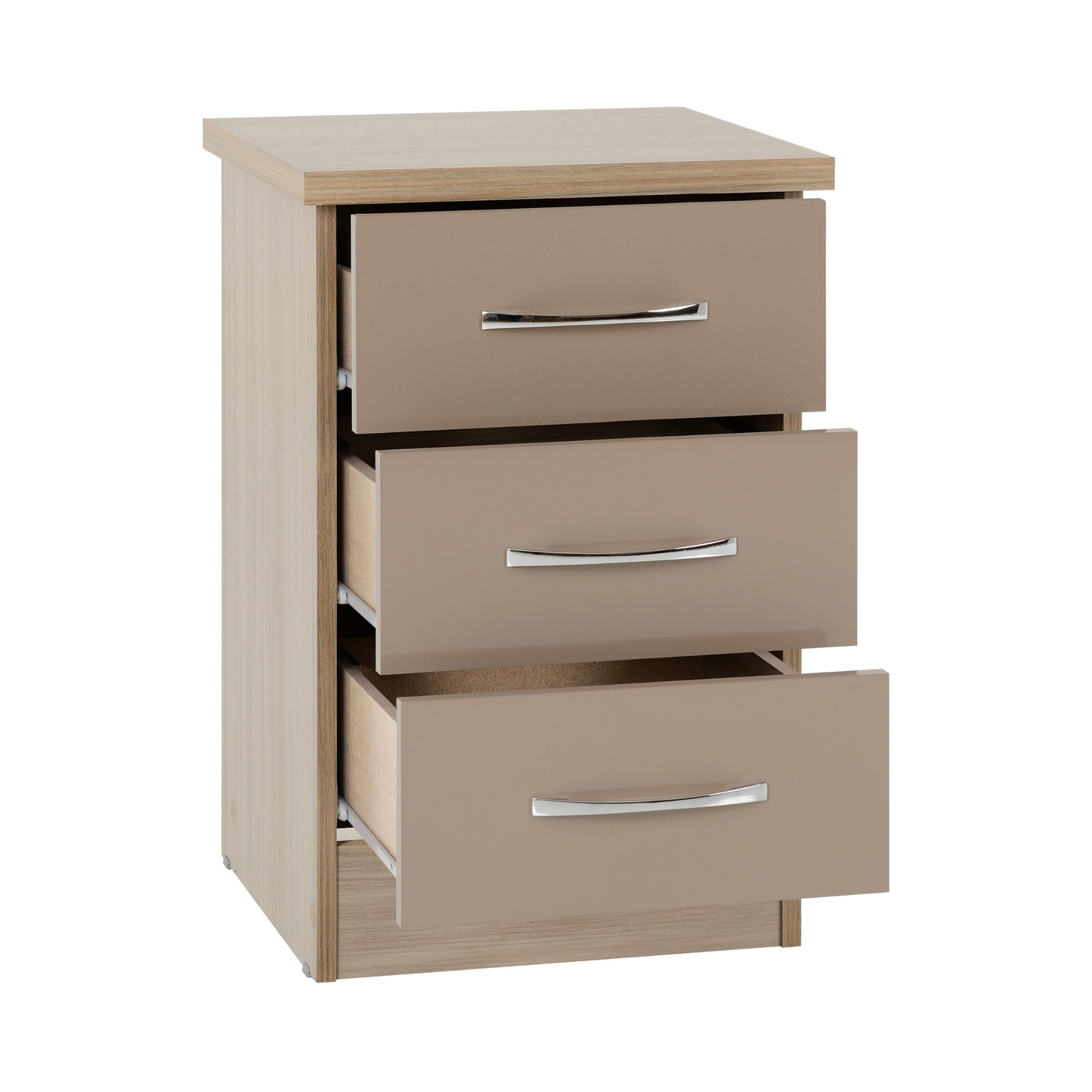 Nevada 4 Door 2 Drawer Wardrobe – Oyster Gloss & Oak | Large Bedroom Wardrobe UK