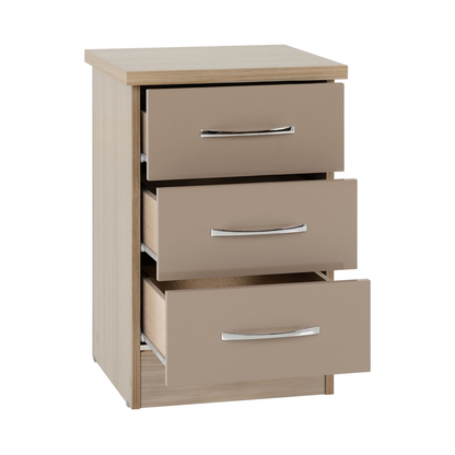 Nevada 4 Door 2 Drawer Wardrobe – Oyster Gloss & Oak | Large Bedroom Wardrobe UK