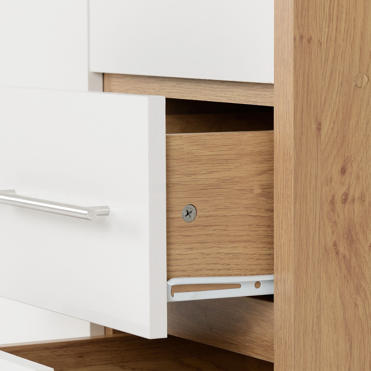 Seville 3 Door 2 Drawer Wardrobe - White Gloss/Oak Effect