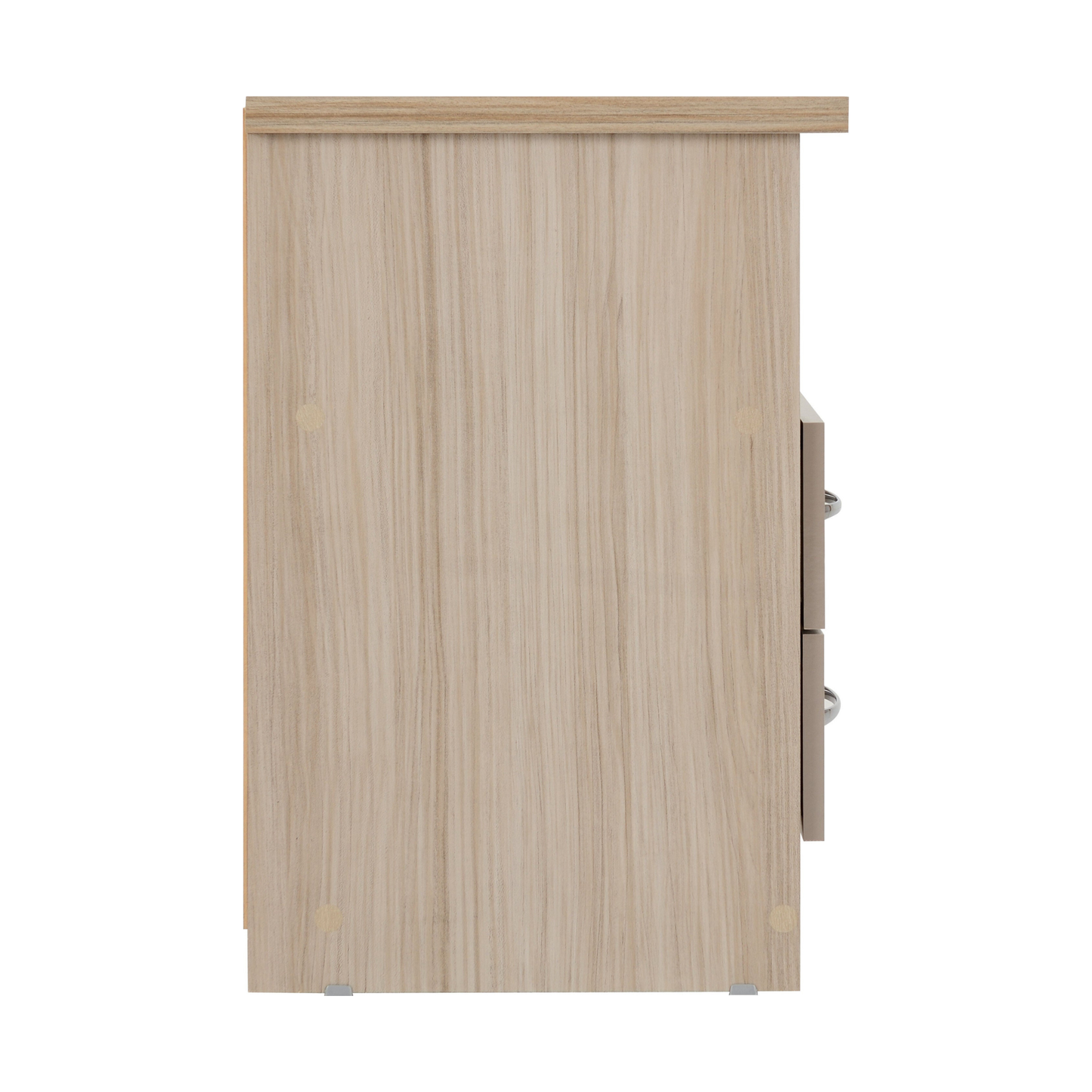 Nevada 2 Drawer Bedside – Oyster Gloss/Light Oak Effect