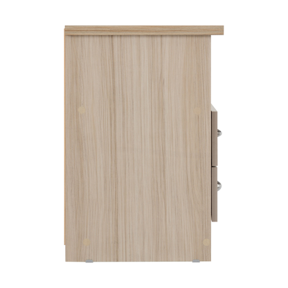 Nevada 2 Drawer Bedside – Oyster Gloss/Light Oak Effect