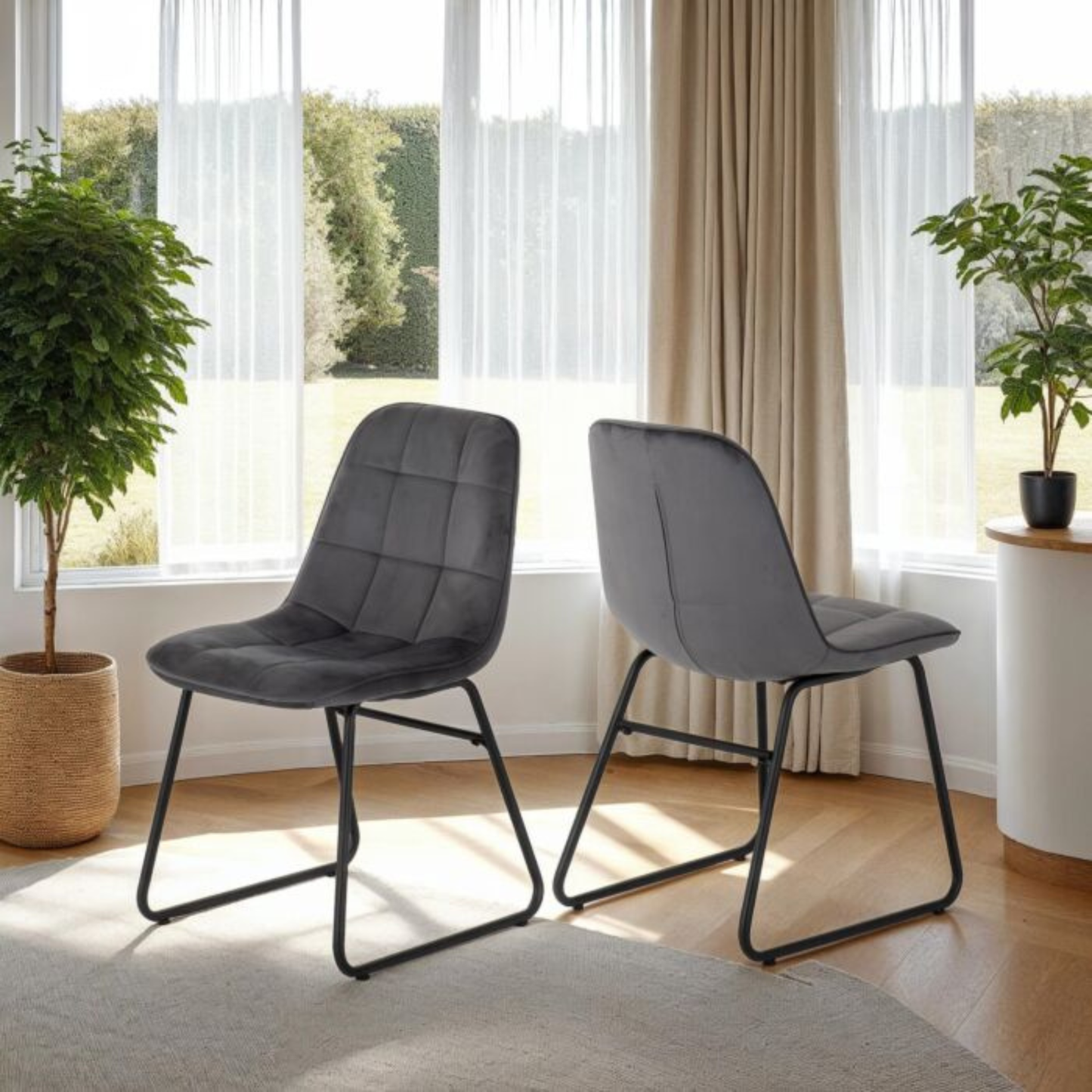Lukas Dining Chair - Grey Velvet (Set of 2)