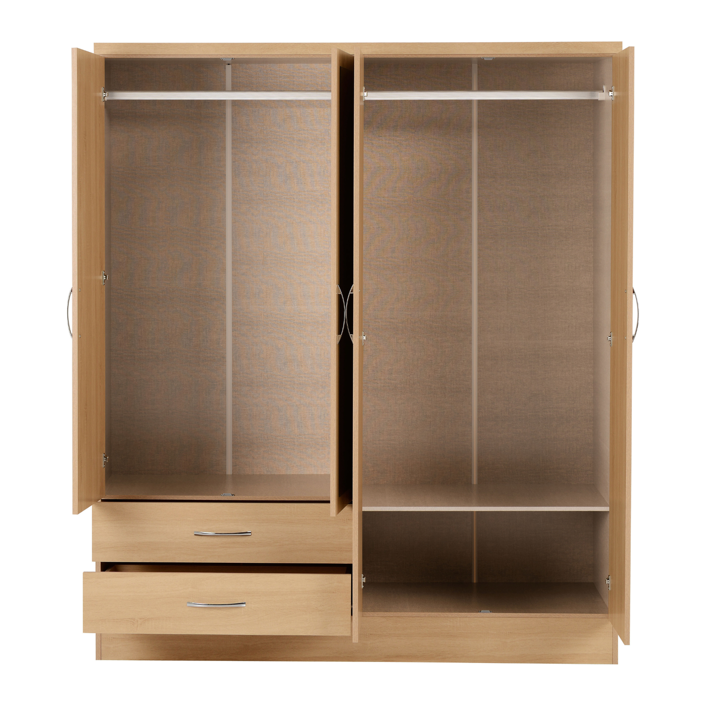 Nevada 4 Door 2 Drawer Wardrobe - Sonoma Oak Effect