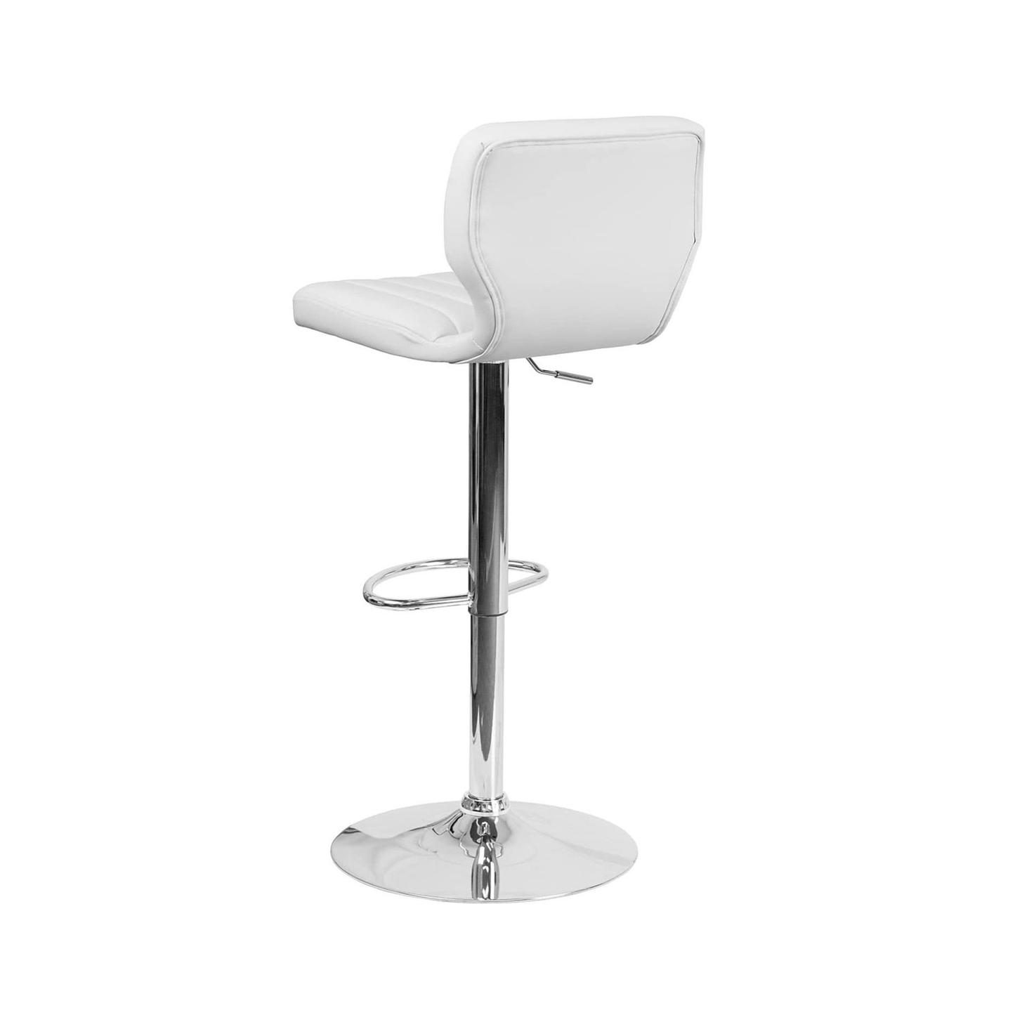 Set of 2 White Faux Leather Rotating Bar Stools – Adjustable Height
