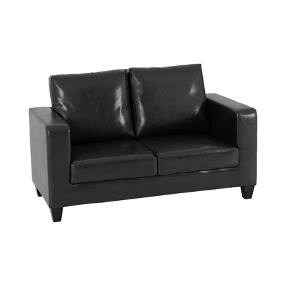 Tempo Two Seater Sofa - Black Faux Leather