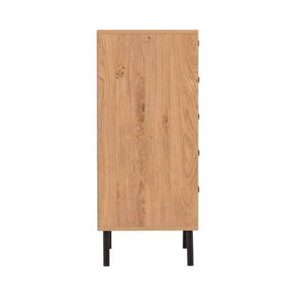 Leon 5 Drawer Narrow Chest – Medium Oak Effect, Vertical Storage Solution