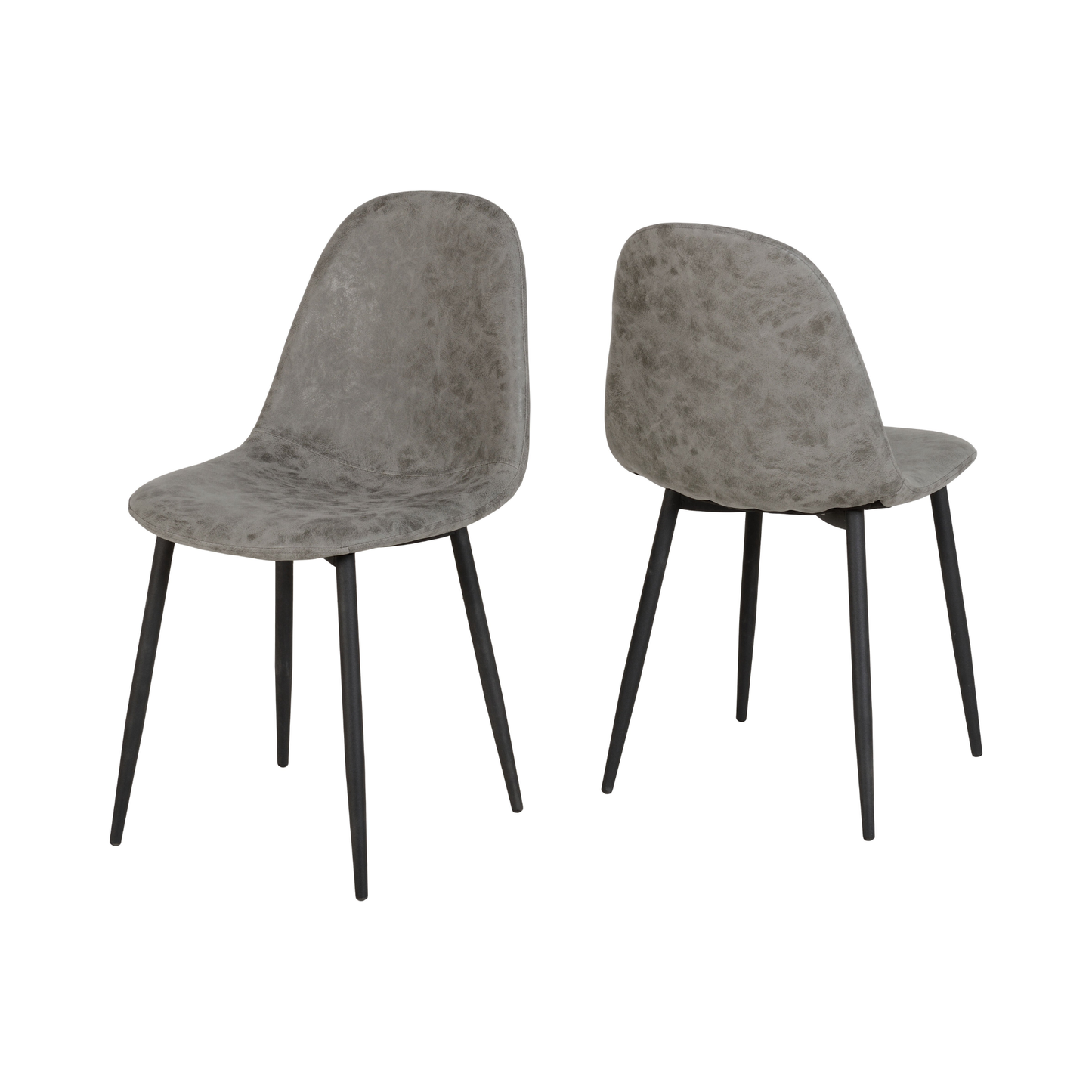 Marlow & Athens Dining Set (4 Chairs) - Black Marble/Grey Faux Leather