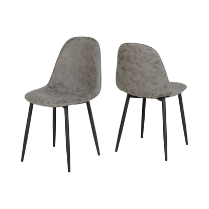 Marlow & Athens Dining Set (4 Chairs) - Black Marble/Grey Faux Leather