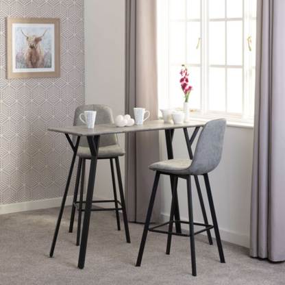Quebec Bar Chair Set - Grey Faux Leather (Pair)