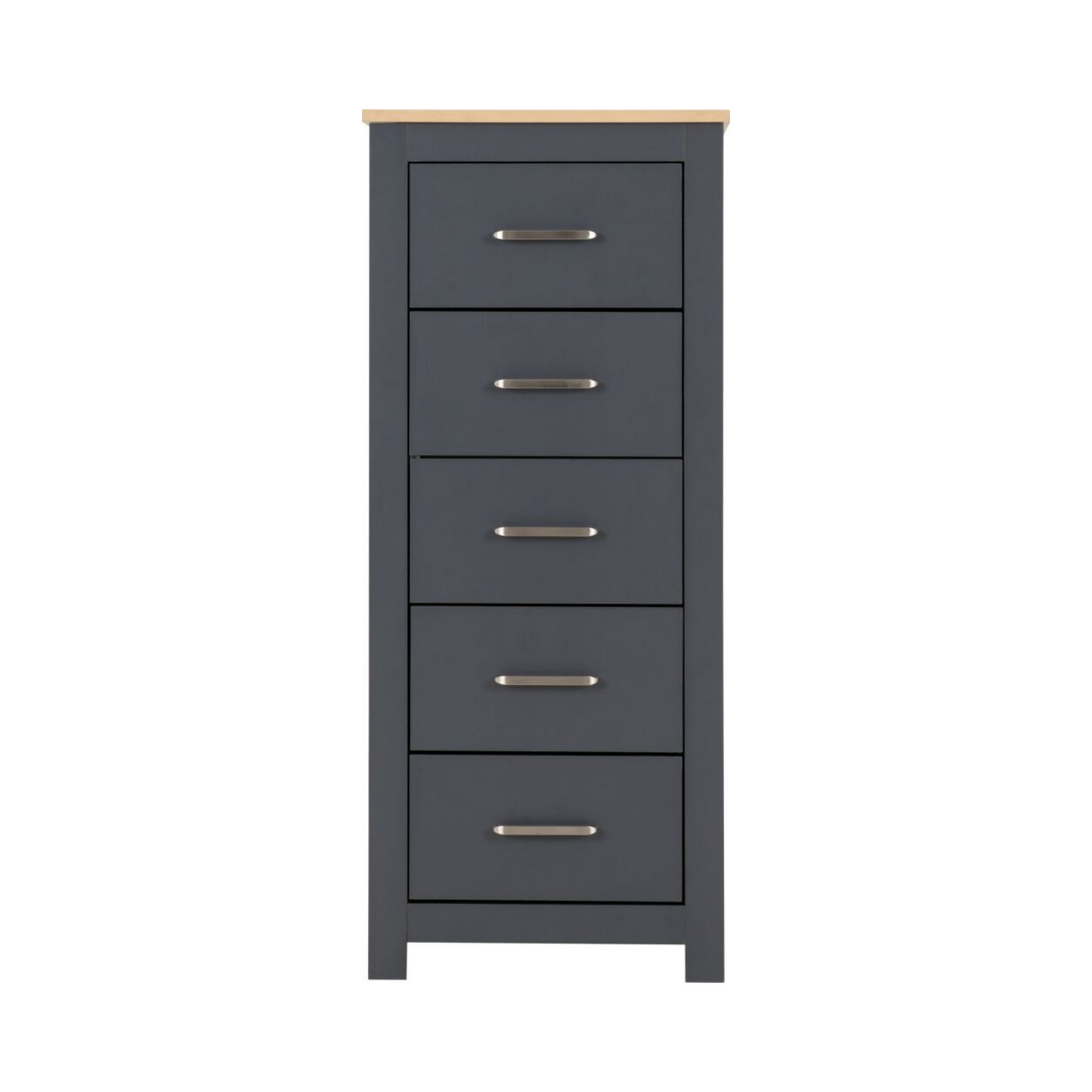 Portland 5 Drawer Narrow Chest - Grey/Oak Effect