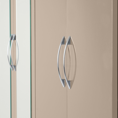 Nevada 6 Door 2 Drawer Wardrobe - Oyster Gloss/Light Oak