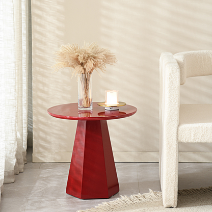 Melpomene Round Side Table, Red