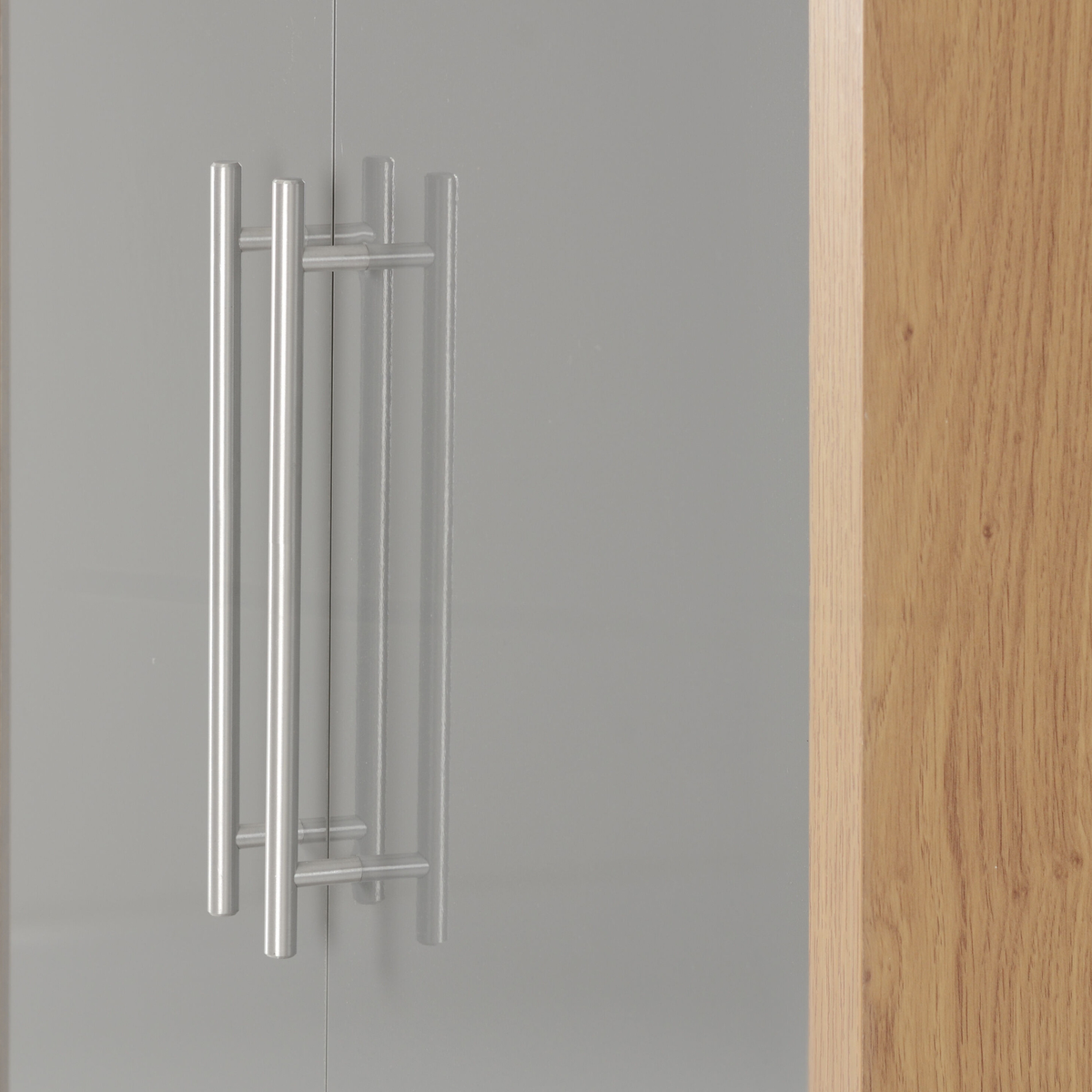 Seville 2 Door 1 Drawer Wardrobe - Grey Gloss/Oak Veneer
