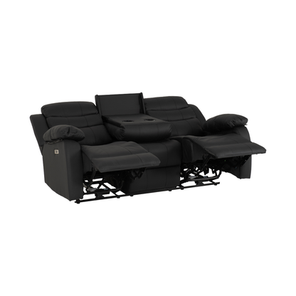 Roma 3+2 Electric Recliner Suite - Black Faux Leather
