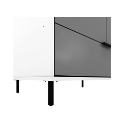 Madrid Grey & White Gloss 2 Door 1 Drawer Mirrored Wardrobe