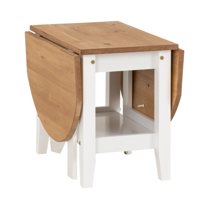Santos Drop Leaf Coffee Table - White Distressed Waxed Pine