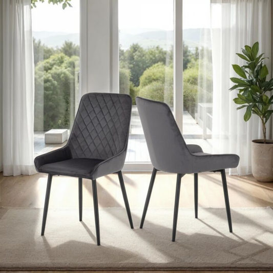Avery Dining Chair (Set of 2) – Grey Velvet