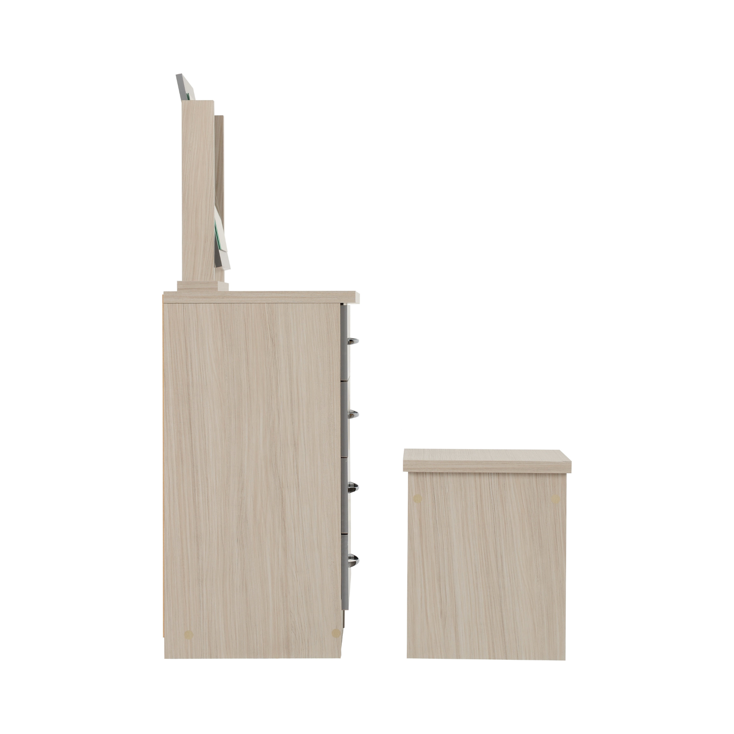 Nevada Dressing Table Set - Grey Gloss/Light Oak Effect Veneer
