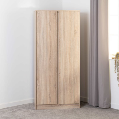 Malvern Sonoma Oak 2 Door Wardrobe with Rail & Shelf