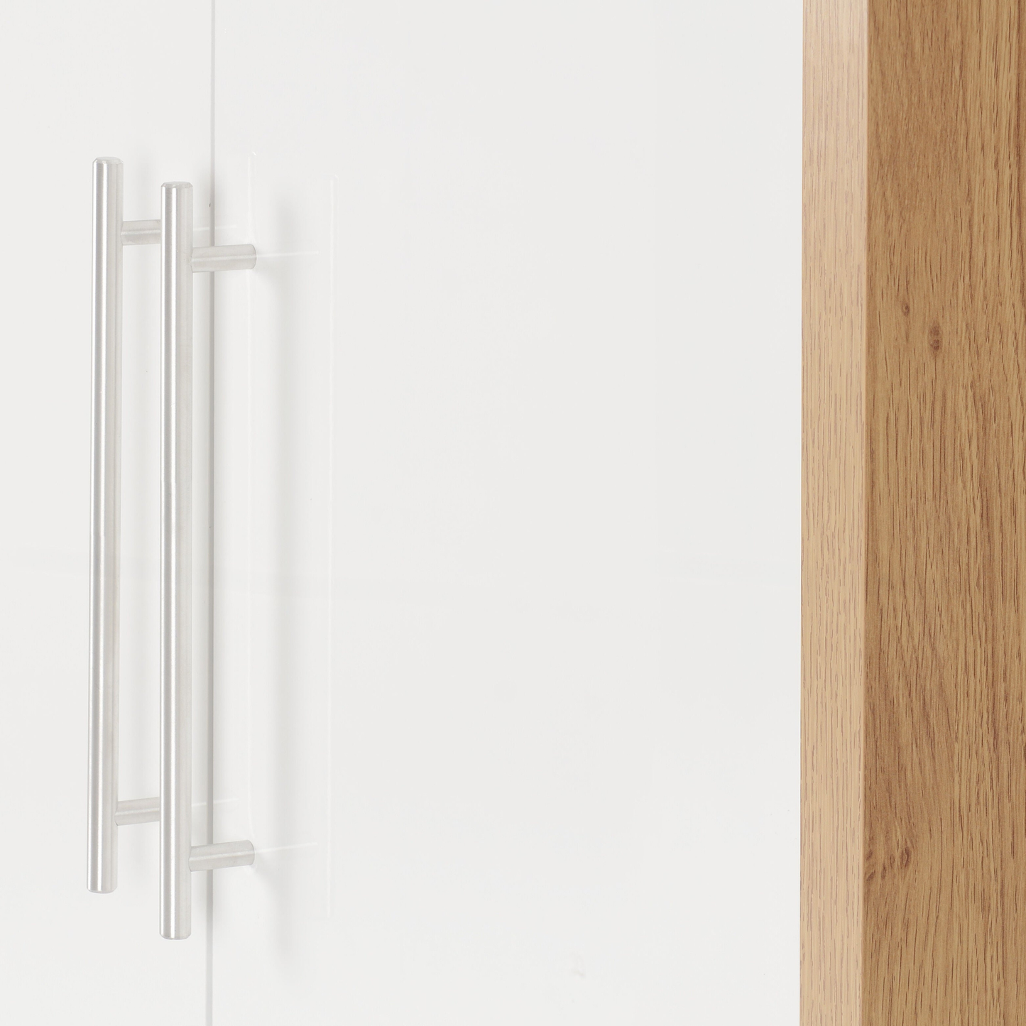 Seville 2 Door Wardrobe - White Gloss/Oak Veneer