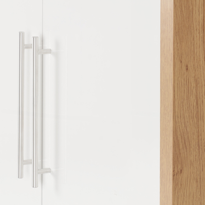 Seville 2 Door Wardrobe - White Gloss/Oak Veneer