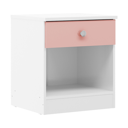 Denver Trio Set White/Pink Gloss Wardrobe Chest & Bedside